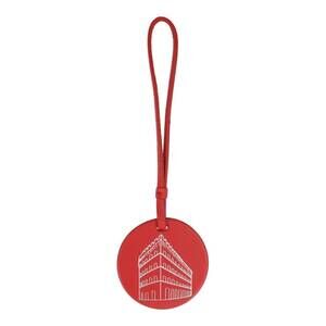 NEW SALVATORE FERRAGAMO embossed palazzo spini feroni leather charm in red